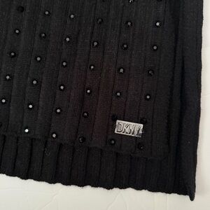 DKNY Flat-Stud Metallic Rib-Knit Scarf Long, Black, Beautiful And Very Soft